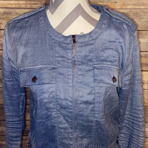 7 For All Mankind Chambray Zip Jacket - Picture 2 of 8
